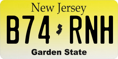 NJ license plate B74RNH