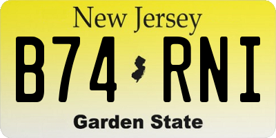 NJ license plate B74RNI