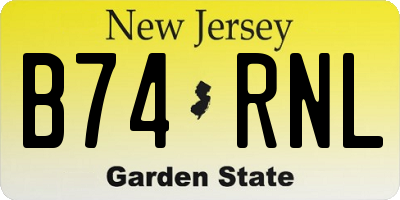 NJ license plate B74RNL