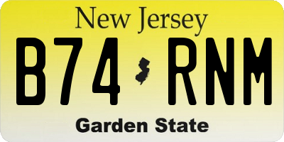 NJ license plate B74RNM