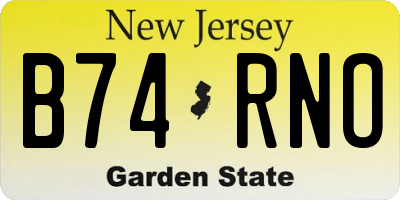 NJ license plate B74RNO