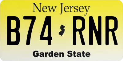 NJ license plate B74RNR