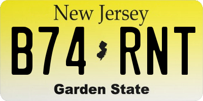 NJ license plate B74RNT