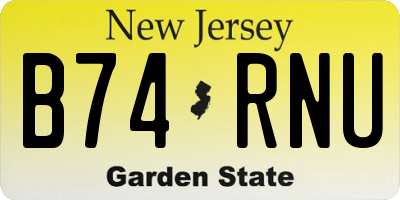 NJ license plate B74RNU