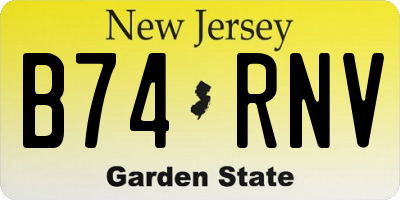 NJ license plate B74RNV