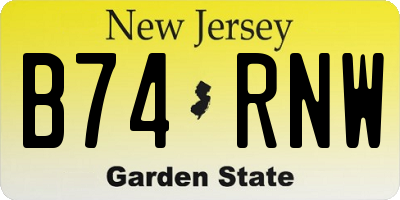 NJ license plate B74RNW