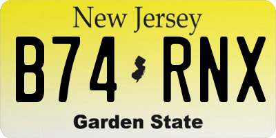 NJ license plate B74RNX