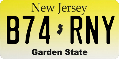 NJ license plate B74RNY