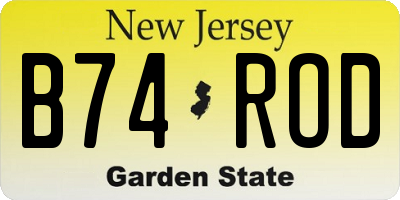 NJ license plate B74ROD