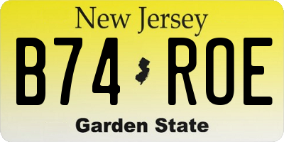 NJ license plate B74ROE