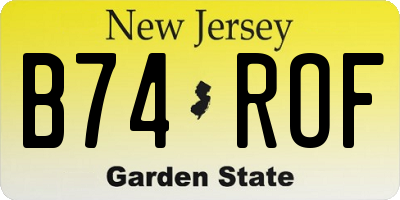 NJ license plate B74ROF