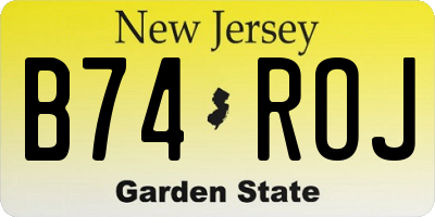 NJ license plate B74ROJ