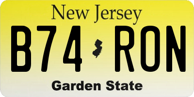 NJ license plate B74RON