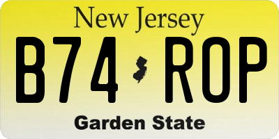NJ license plate B74ROP