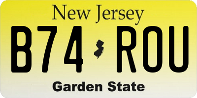 NJ license plate B74ROU