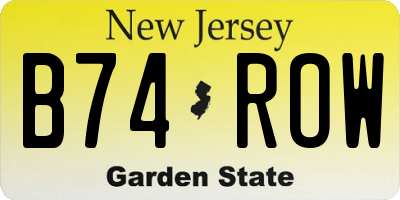 NJ license plate B74ROW