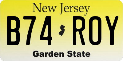 NJ license plate B74ROY