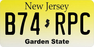 NJ license plate B74RPC
