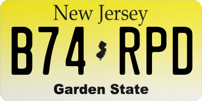 NJ license plate B74RPD