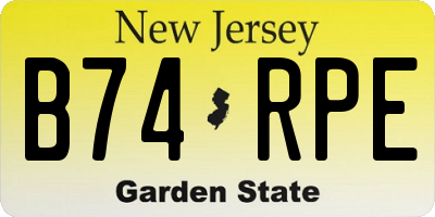 NJ license plate B74RPE