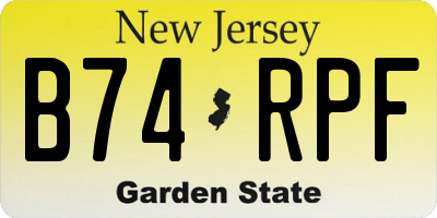 NJ license plate B74RPF