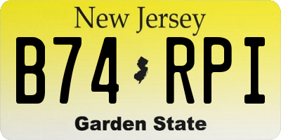 NJ license plate B74RPI