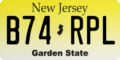 NJ license plate B74RPL
