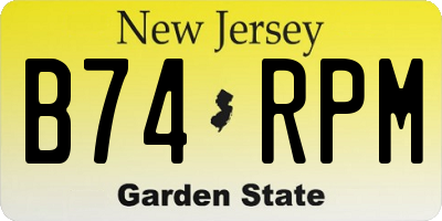 NJ license plate B74RPM
