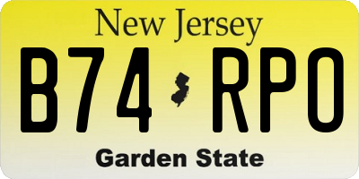 NJ license plate B74RPO