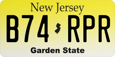NJ license plate B74RPR