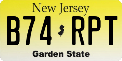 NJ license plate B74RPT