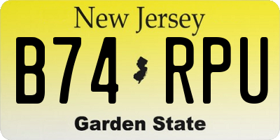 NJ license plate B74RPU
