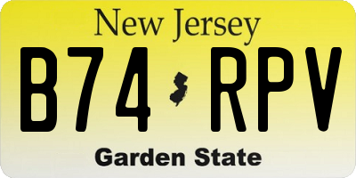 NJ license plate B74RPV