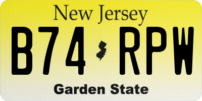NJ license plate B74RPW