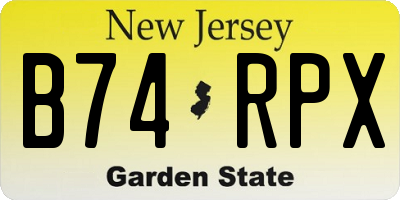 NJ license plate B74RPX