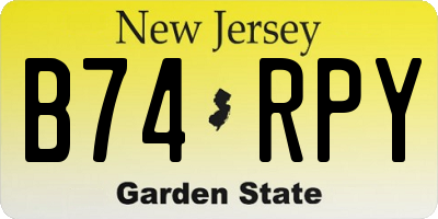 NJ license plate B74RPY