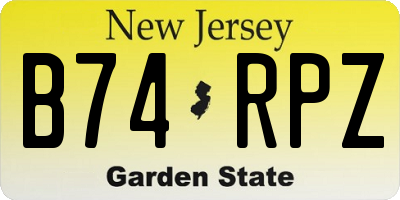 NJ license plate B74RPZ