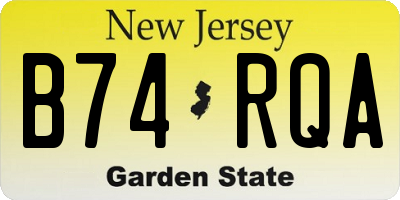 NJ license plate B74RQA