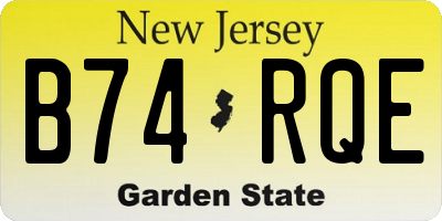 NJ license plate B74RQE