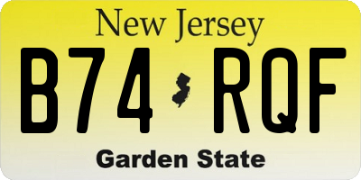 NJ license plate B74RQF