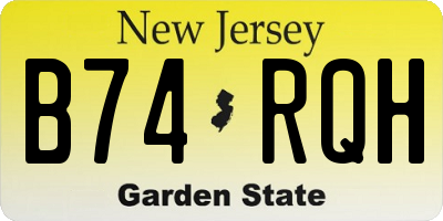 NJ license plate B74RQH