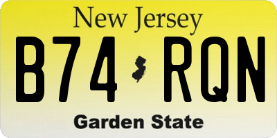NJ license plate B74RQN
