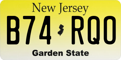 NJ license plate B74RQO