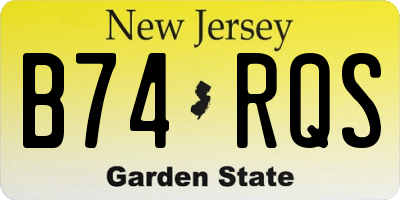 NJ license plate B74RQS