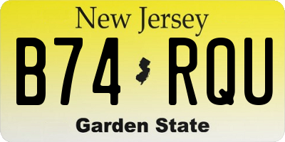 NJ license plate B74RQU