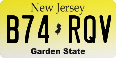 NJ license plate B74RQV
