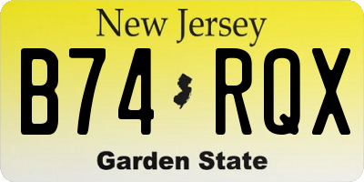 NJ license plate B74RQX