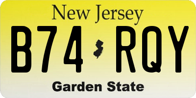 NJ license plate B74RQY