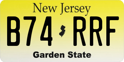NJ license plate B74RRF