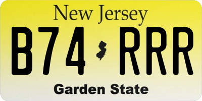 NJ license plate B74RRR